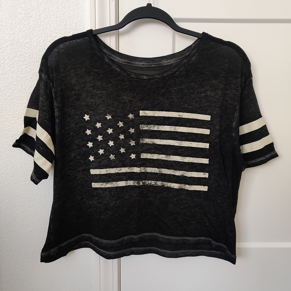 American Eagle Cropped Flag Tee